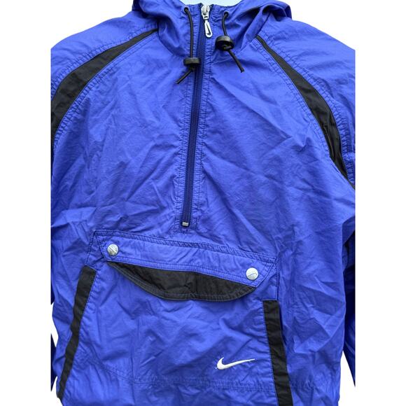 VTG 90's Nike Jacket Anorak Windbreaker Purple Swoosh Pullover Hood 1/2 Zip Sz M - Picture 2 of 4